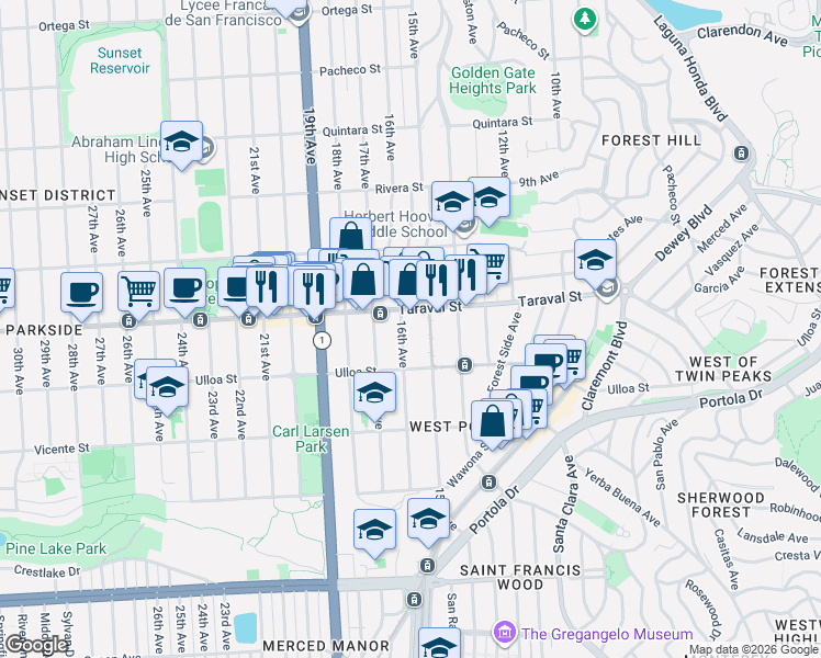 map of restaurants, bars, coffee shops, grocery stores, and more near in San Francisco