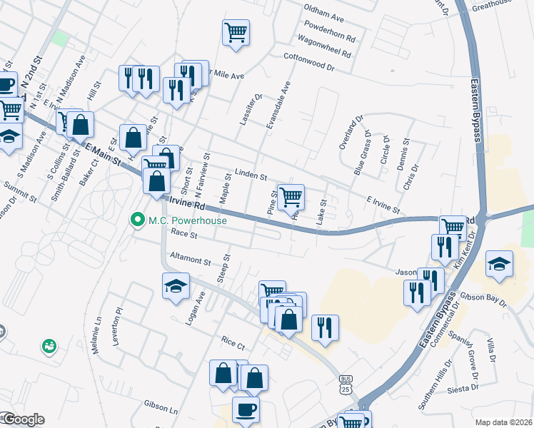 map of restaurants, bars, coffee shops, grocery stores, and more near 121 Oakland Avenue in Richmond