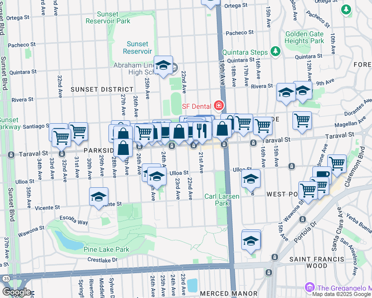 map of restaurants, bars, coffee shops, grocery stores, and more near in San Francisco