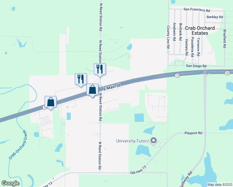 map of restaurants, bars, coffee shops, grocery stores, and more near 2 Nutrition Plaza Drive in Carbondale
