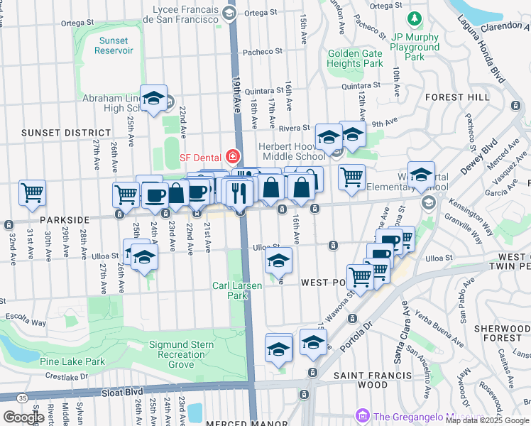 map of restaurants, bars, coffee shops, grocery stores, and more near in San Francisco