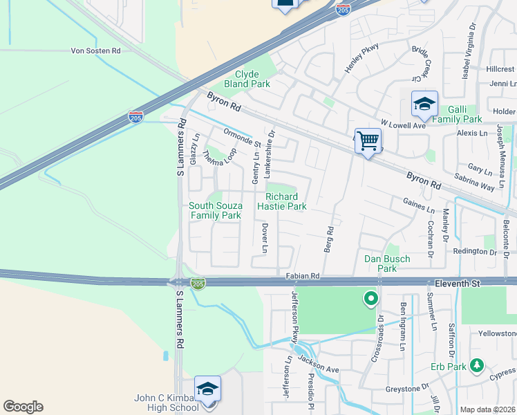 map of restaurants, bars, coffee shops, grocery stores, and more near 1356 Gentry Lane in Tracy