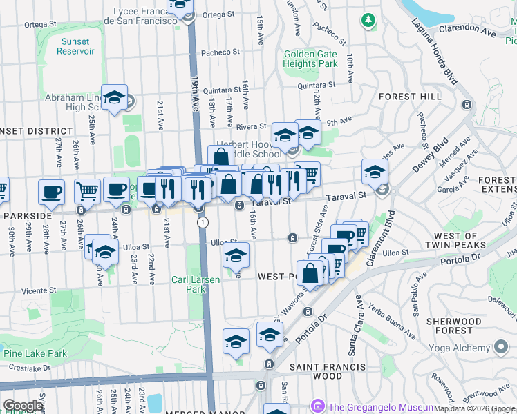 map of restaurants, bars, coffee shops, grocery stores, and more near in San Francisco