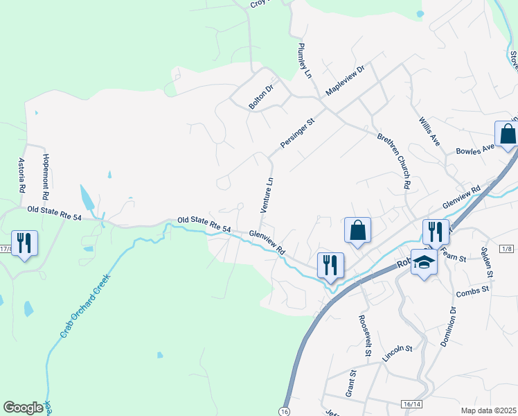 map of restaurants, bars, coffee shops, grocery stores, and more near 135 Venture Ln in Crab Orchard