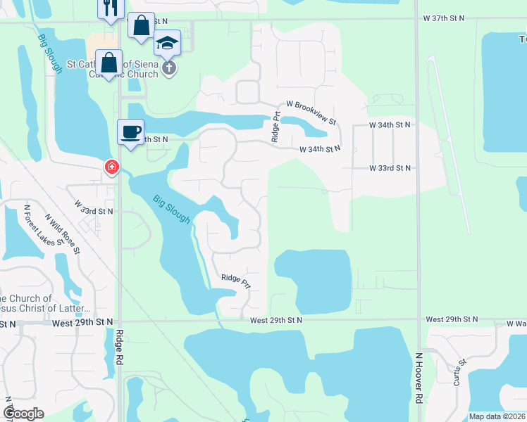 map of restaurants, bars, coffee shops, grocery stores, and more near 3230 North Northshore Boulevard in Wichita
