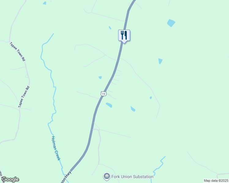 map of restaurants, bars, coffee shops, grocery stores, and more near 2430 James Madison Highway in Bremo Bluff