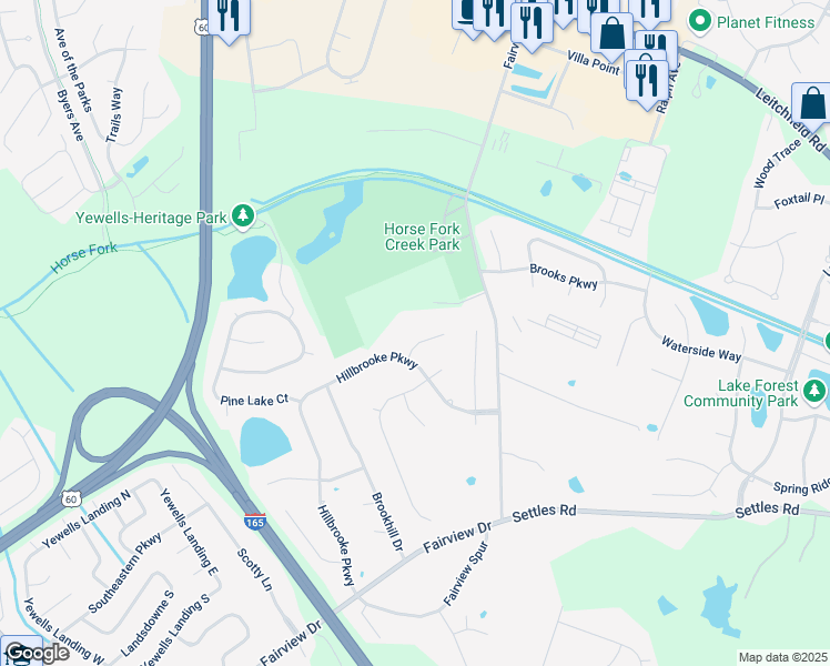 map of restaurants, bars, coffee shops, grocery stores, and more near 4126 Golden Maple Court in Owensboro