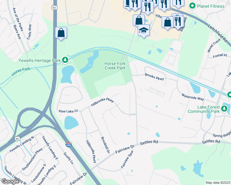 map of restaurants, bars, coffee shops, grocery stores, and more near 4126 Golden Maple Court in Owensboro