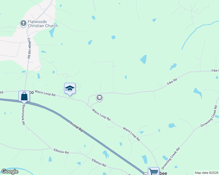 map of restaurants, bars, coffee shops, grocery stores, and more near 5213 Fike Road in Waco