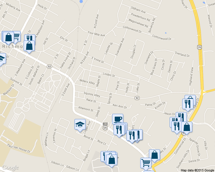 map of restaurants, bars, coffee shops, grocery stores, and more near 121 Oakland Avenue in Richmond