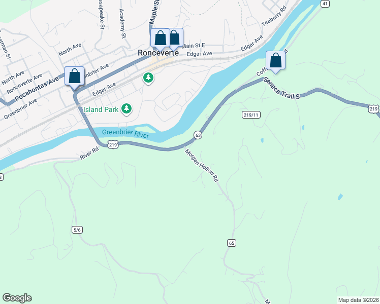 map of restaurants, bars, coffee shops, grocery stores, and more near 2968 Morgan Hollow Road in Ronceverte