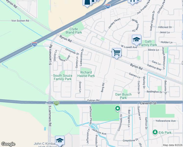 map of restaurants, bars, coffee shops, grocery stores, and more near 2978 Frank Brown Lane in Tracy
