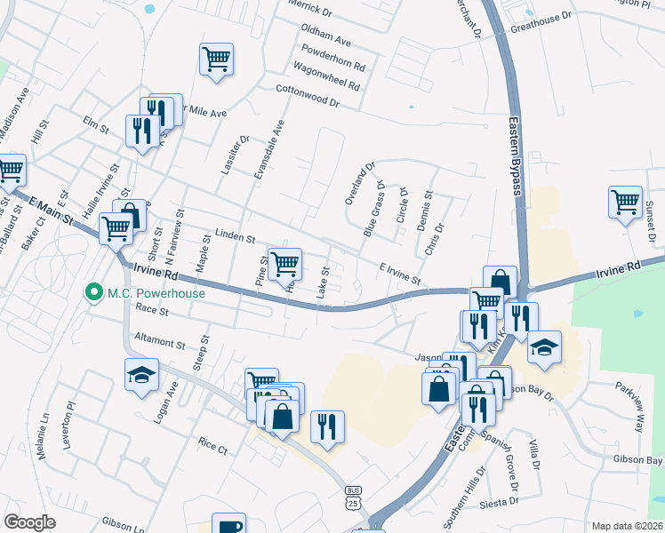 map of restaurants, bars, coffee shops, grocery stores, and more near 219 Lake Street in Richmond