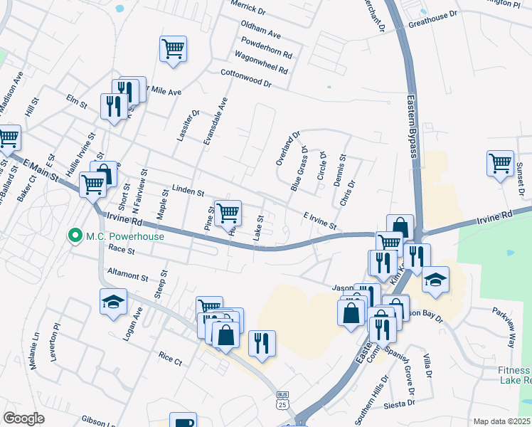 map of restaurants, bars, coffee shops, grocery stores, and more near 219 Lake Street in Richmond