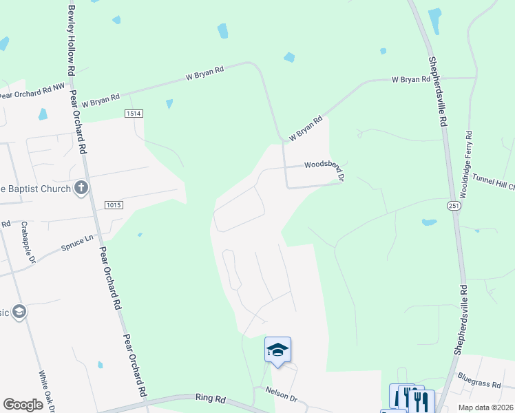 map of restaurants, bars, coffee shops, grocery stores, and more near 533 Deer Run Way in Elizabethtown