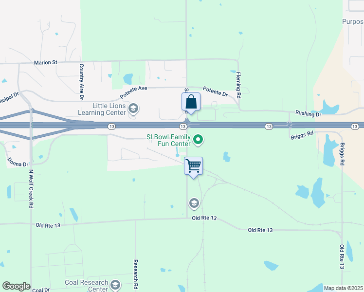 map of restaurants, bars, coffee shops, grocery stores, and more near 1356-1384 Samuel Road in Carterville