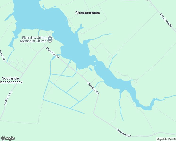 map of restaurants, bars, coffee shops, grocery stores, and more near 17541-17555 Plantation Road in Onancock