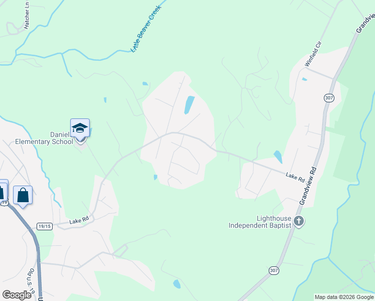 map of restaurants, bars, coffee shops, grocery stores, and more near 119 Scenic Drive in Daniels