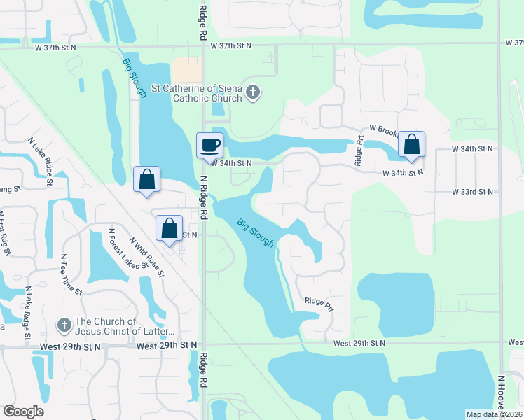 map of restaurants, bars, coffee shops, grocery stores, and more near 6806 Northwind Circle in Wichita