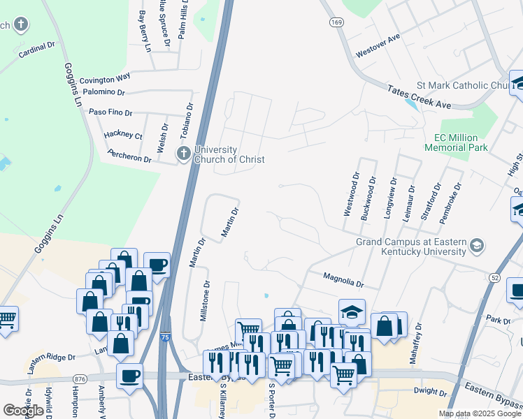 map of restaurants, bars, coffee shops, grocery stores, and more near 207 Stonewall Court in Richmond