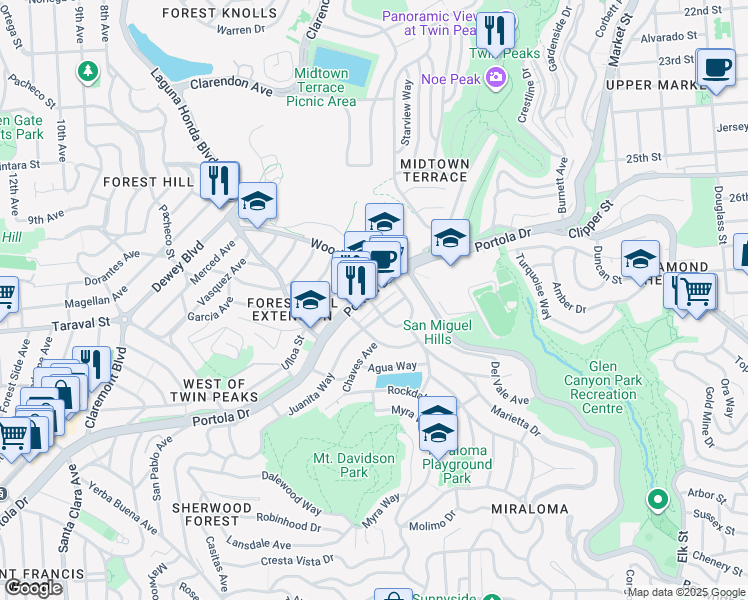 map of restaurants, bars, coffee shops, grocery stores, and more near in San Francisco