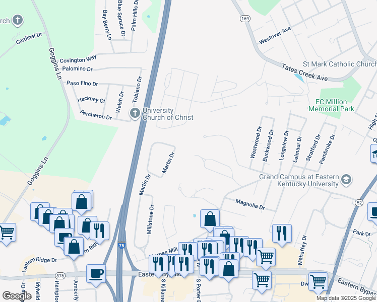 map of restaurants, bars, coffee shops, grocery stores, and more near 207 Stonewall Court in Richmond