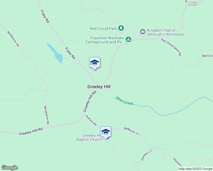 map of restaurants, bars, coffee shops, grocery stores, and more near 6434 Greeley Hill Road in Coulterville