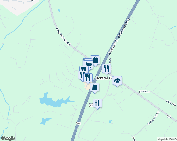 map of restaurants, bars, coffee shops, grocery stores, and more near 4915 Richmond Tappahannock Highway in Aylett