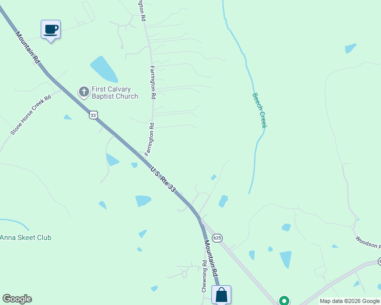 map of restaurants, bars, coffee shops, grocery stores, and more near 14460 Mountain Road in Glen Allen