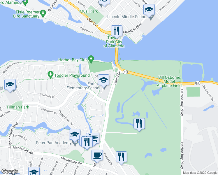 map of restaurants, bars, coffee shops, grocery stores, and more near 400 Packet Landing Road in Alameda