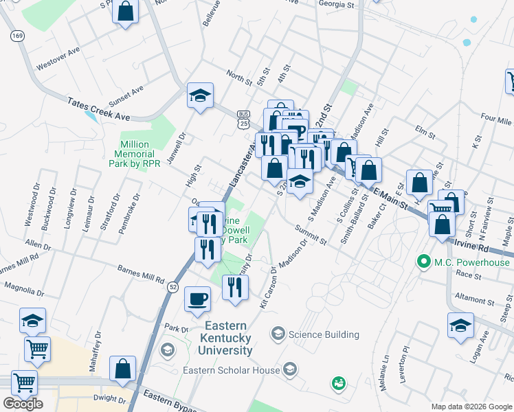 map of restaurants, bars, coffee shops, grocery stores, and more near 327 South 3rd Street in Richmond