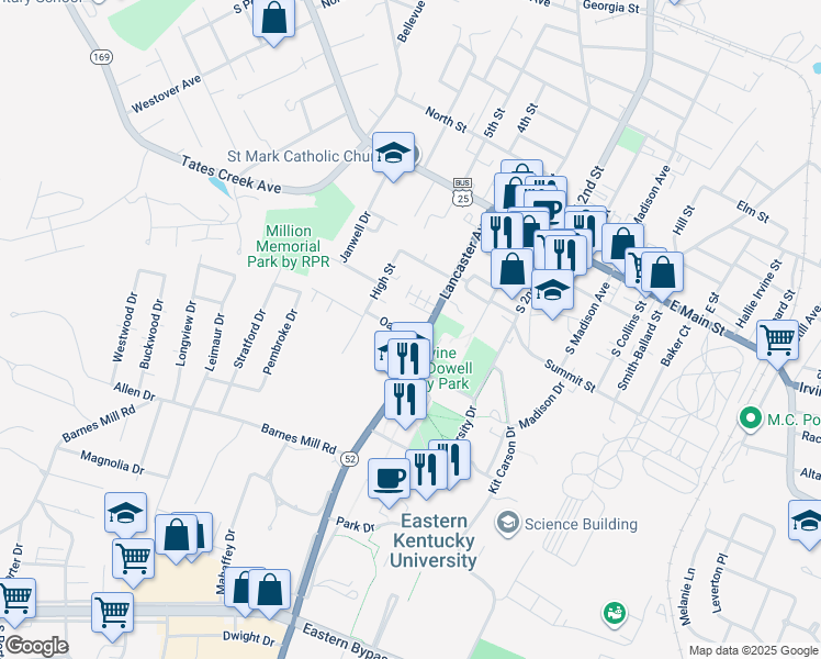 map of restaurants, bars, coffee shops, grocery stores, and more near 416 Lancaster Avenue in Richmond