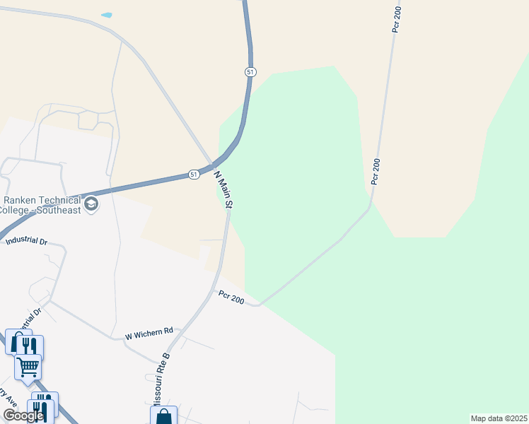 map of restaurants, bars, coffee shops, grocery stores, and more near 1841 North Main Street in Perryville
