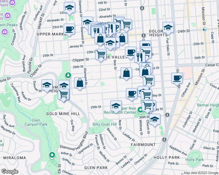 map of restaurants, bars, coffee shops, grocery stores, and more near in San Francisco