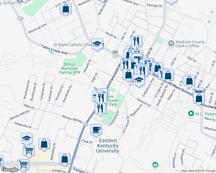 map of restaurants, bars, coffee shops, grocery stores, and more near 319 Lancaster Avenue in Richmond