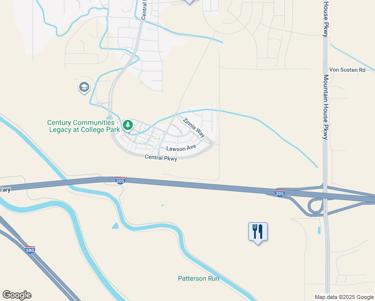map of restaurants, bars, coffee shops, grocery stores, and more near 266 Lawson Avenue in Tracy