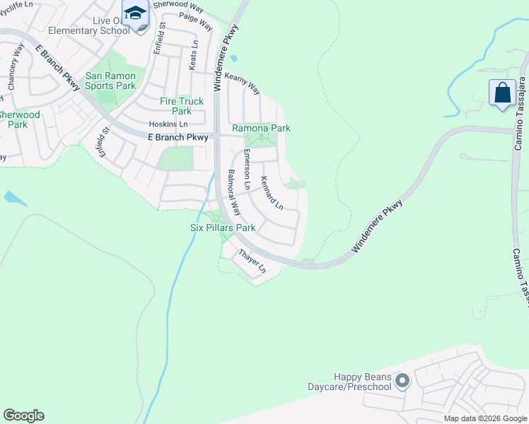 map of restaurants, bars, coffee shops, grocery stores, and more near 7856 Kennard Lane in San Ramon
