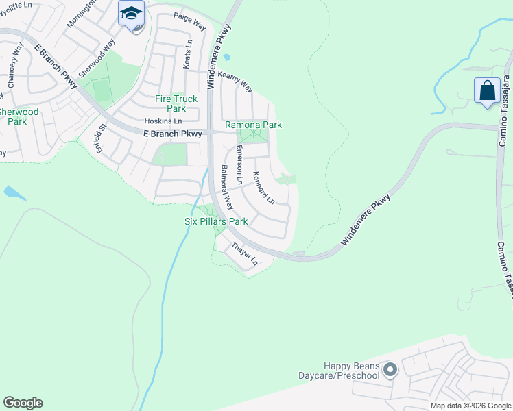 map of restaurants, bars, coffee shops, grocery stores, and more near 7035 Emerson Lane in San Ramon