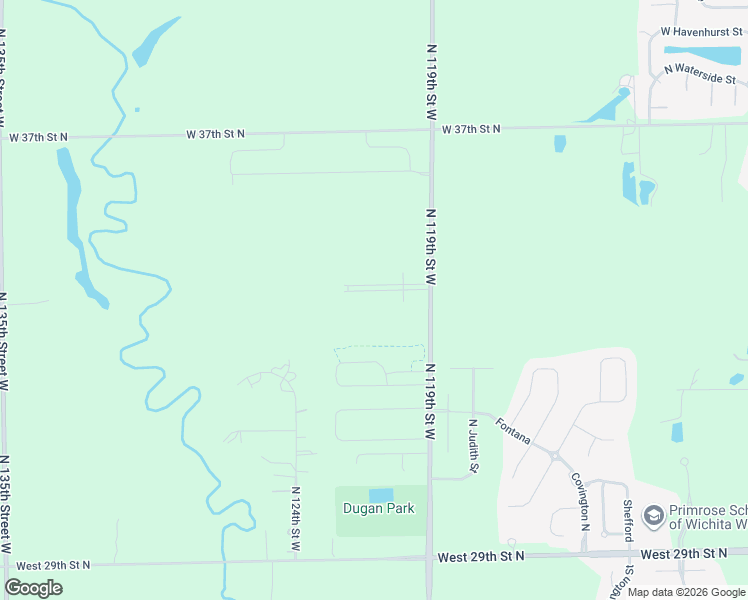 map of restaurants, bars, coffee shops, grocery stores, and more near 3405-3799 North 119th Street West in Wichita