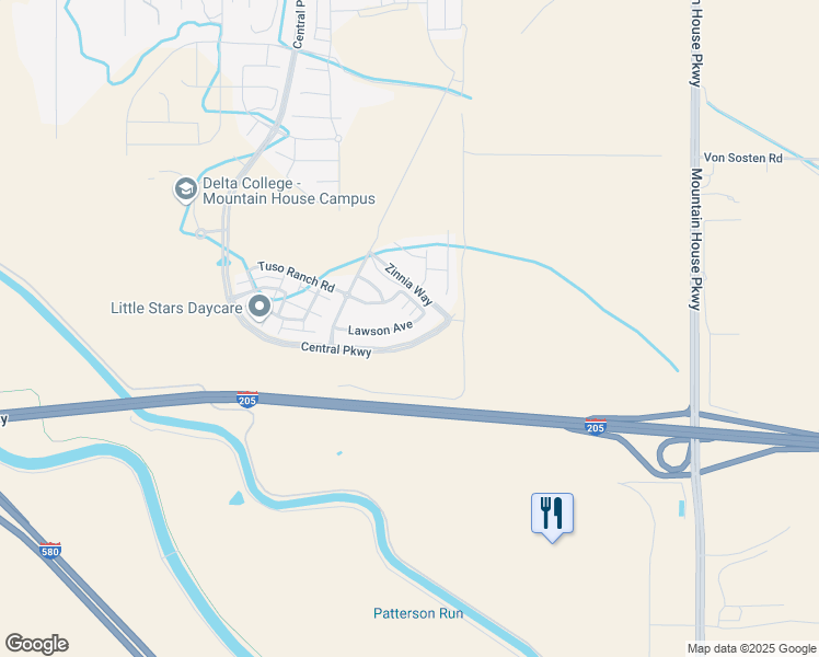 map of restaurants, bars, coffee shops, grocery stores, and more near 266 Lawson Avenue in Tracy