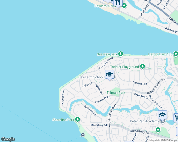 map of restaurants, bars, coffee shops, grocery stores, and more near 16 Callan Place in Alameda