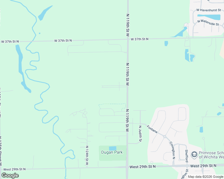 map of restaurants, bars, coffee shops, grocery stores, and more near 3405-3799 North 119th Street West in Wichita