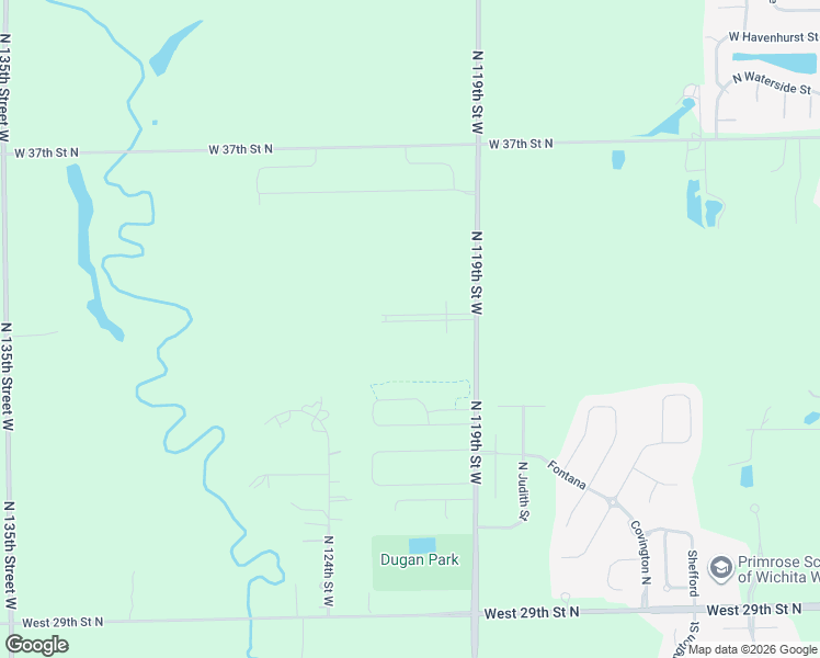map of restaurants, bars, coffee shops, grocery stores, and more near 3405-3799 North 119th Street West in Wichita