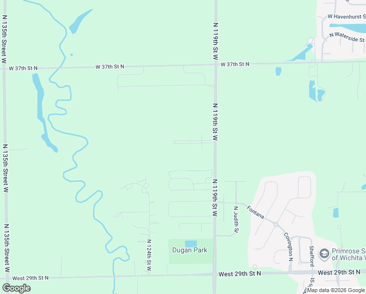 map of restaurants, bars, coffee shops, grocery stores, and more near 3405-3799 North 119th Street West in Wichita
