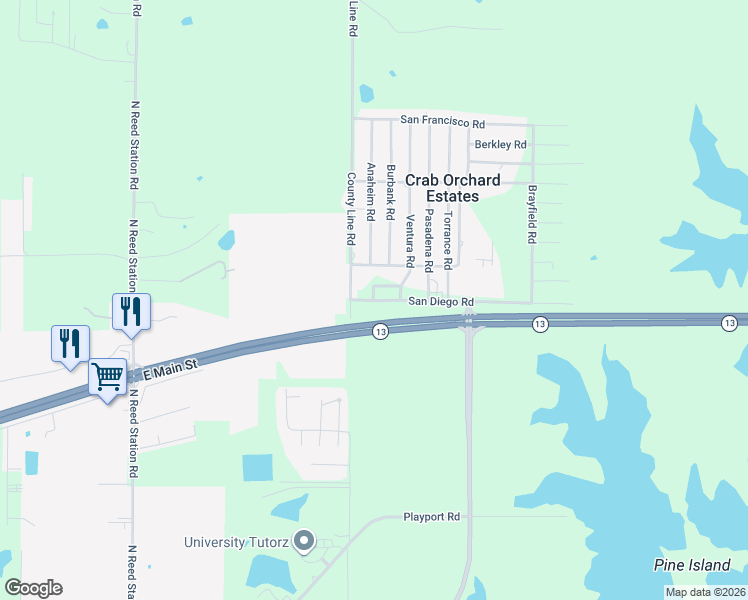 map of restaurants, bars, coffee shops, grocery stores, and more near 260 San Diego Road in Carbondale