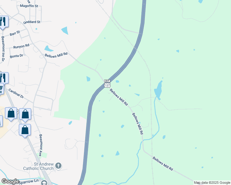 map of restaurants, bars, coffee shops, grocery stores, and more near 819 Bellows Mill Road in Harrodsburg