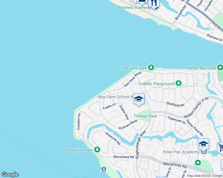 map of restaurants, bars, coffee shops, grocery stores, and more near 16 Callan Place in Alameda
