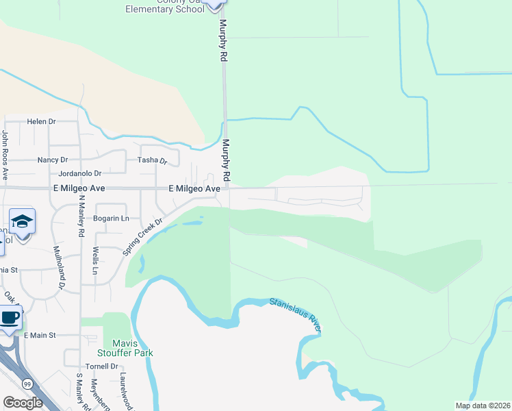 map of restaurants, bars, coffee shops, grocery stores, and more near 1720 Fairway Oaks Court in Ripon