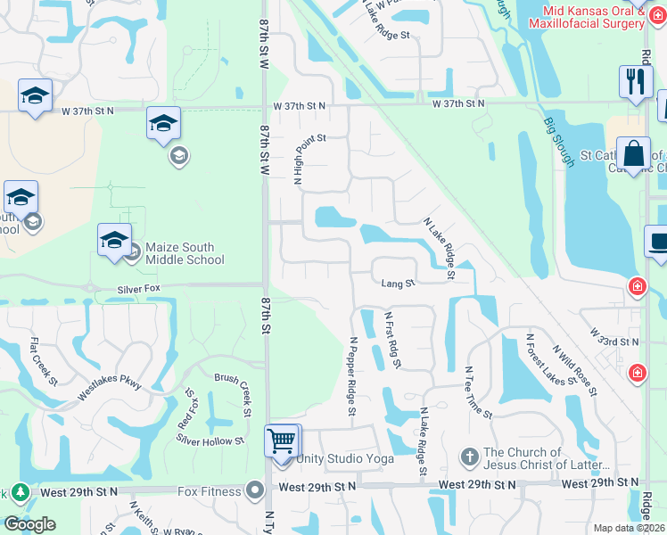 map of restaurants, bars, coffee shops, grocery stores, and more near 8509 34th Street in Wichita