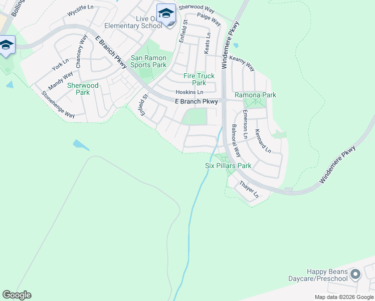 map of restaurants, bars, coffee shops, grocery stores, and more near 5072 Holborn Way in San Ramon